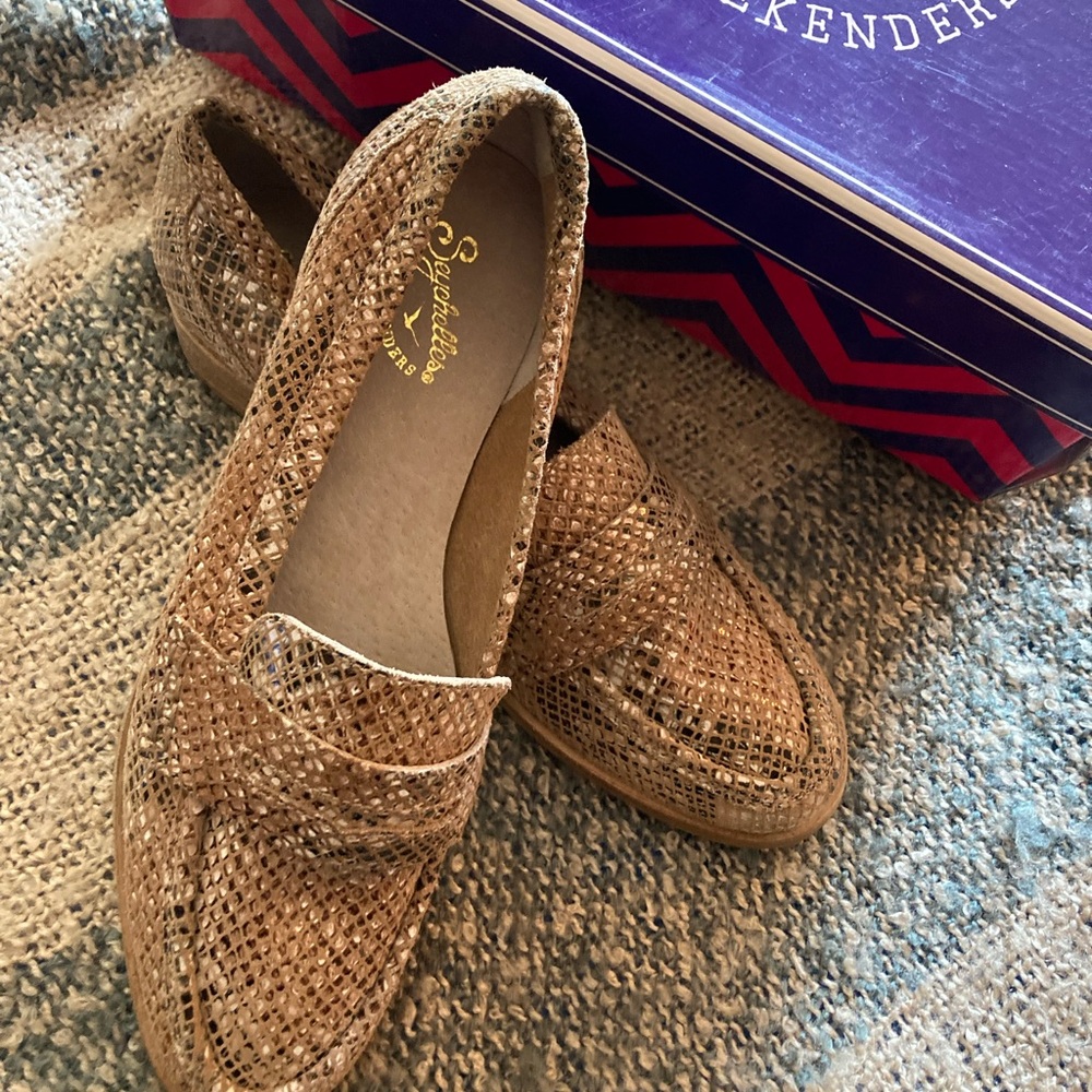 Seychelles Weekender Tan Leather Python Flats - Picture 3 of 6